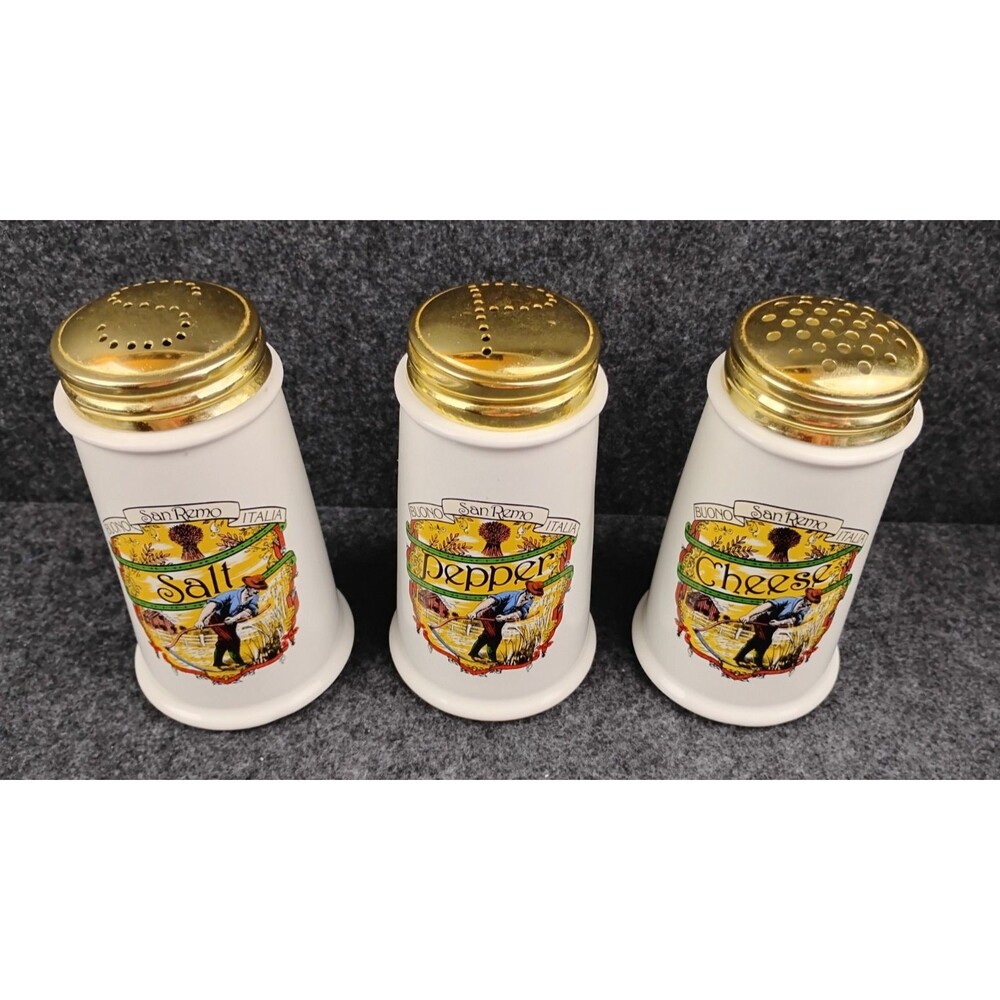 Vintage Large Salt Pepper Cheese Shakers Buono San Remo Italy Himark Vintage